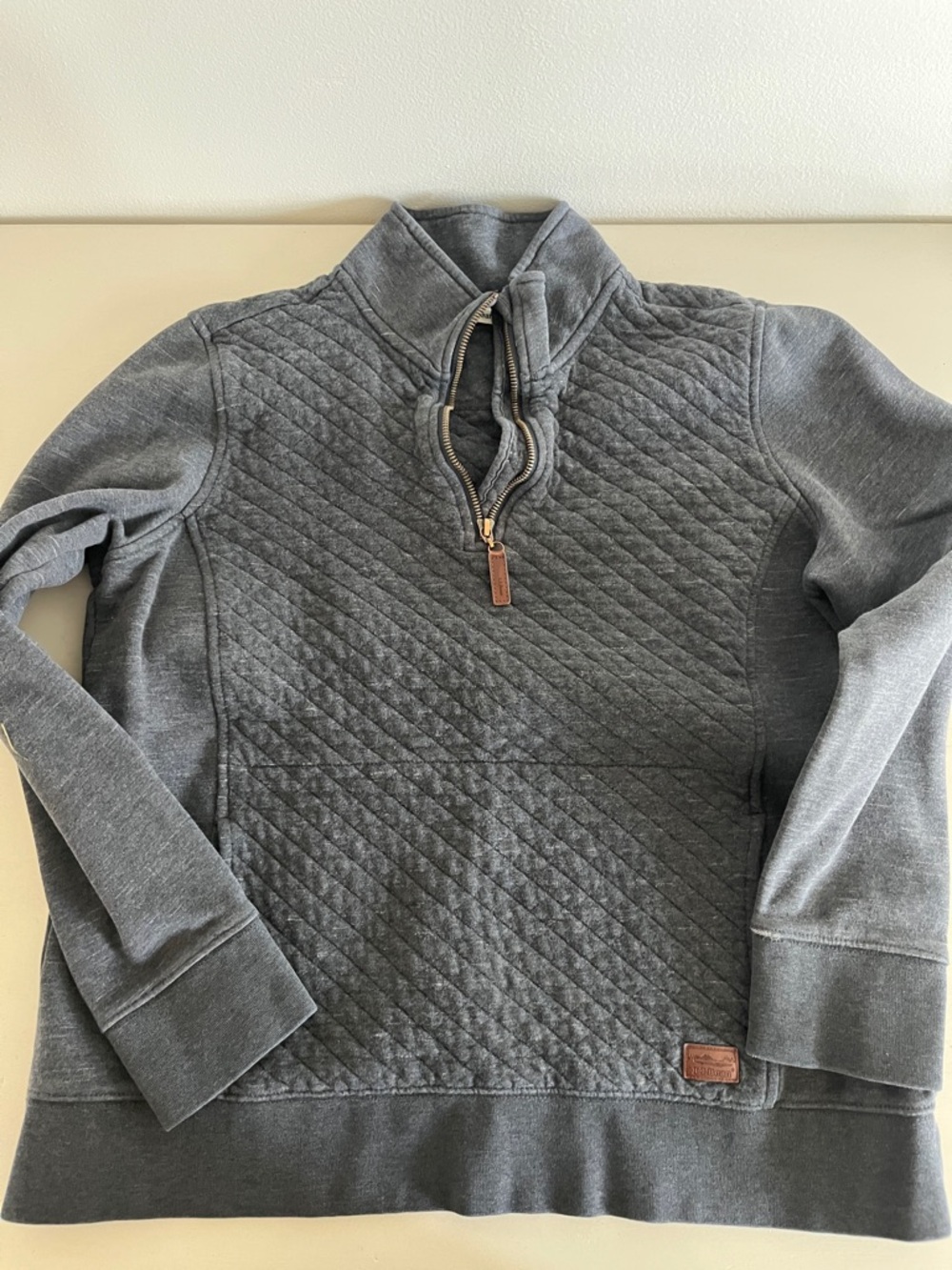 L.L. Bean Charcoal Quilted Half-Zip Pullover